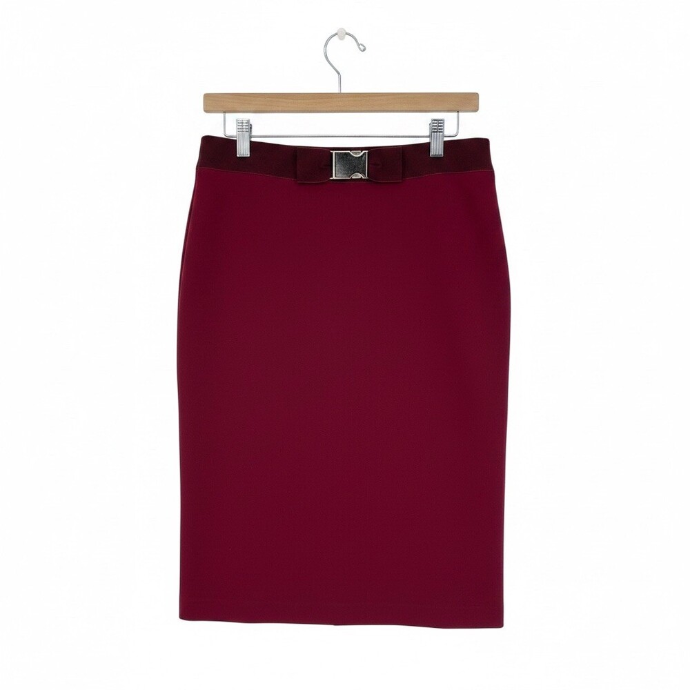 Love Moschino Bow Pencil Skirt Quiet Luxury Royalcore Burgundy, 8